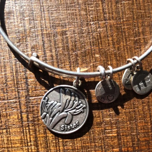 Two Alex and Ani bracelets the Sister and Butterfly Bracelets - Picture 7 of 8